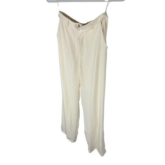 SNDYS Roma Pants Trouser Satin Wide Leg High Rise Minimalist Classy Ivory Sz XS - Picture 4 of 13